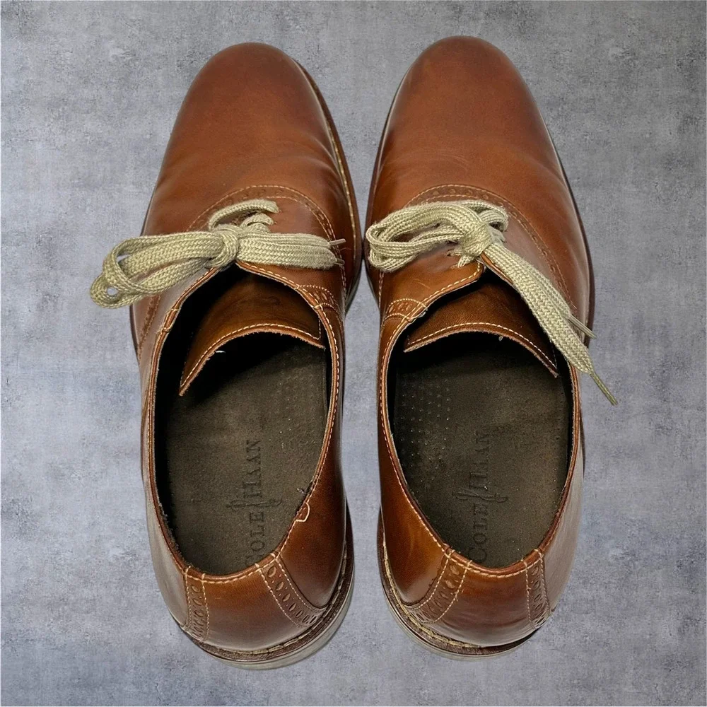 Cole Haan Drake‎ C10509 Oxford Shoes Mens 11 Brown Leather Lace Up Dress